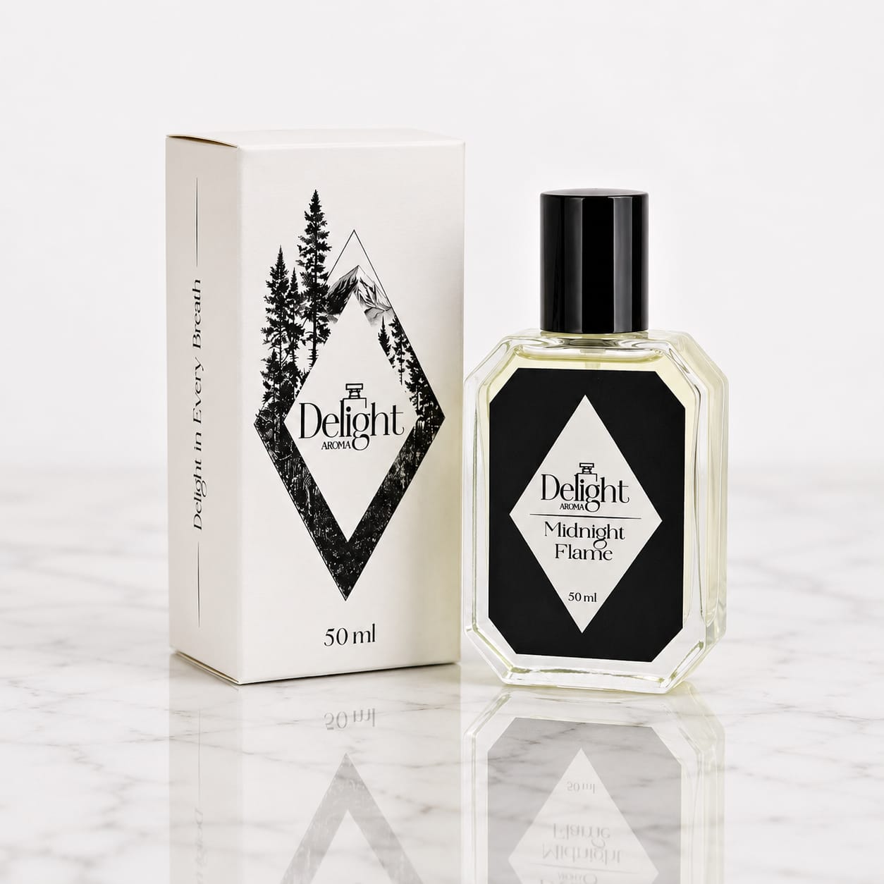 Midnight Flame amber woody eau de parfum bottle - long lasting unisex perfume